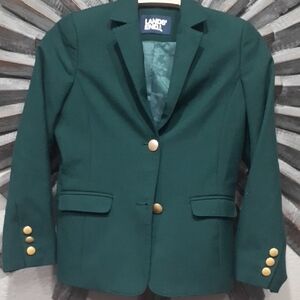 Lands' End Evergreen Blazer with Gold Buttons
